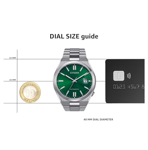 Citizen Stainless Steel Analog Green Dial Men Watch-Nj0150-81X, Silver Band