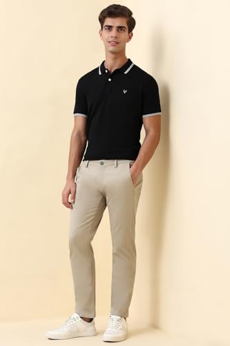 Men Beige Solid Casual Trousers