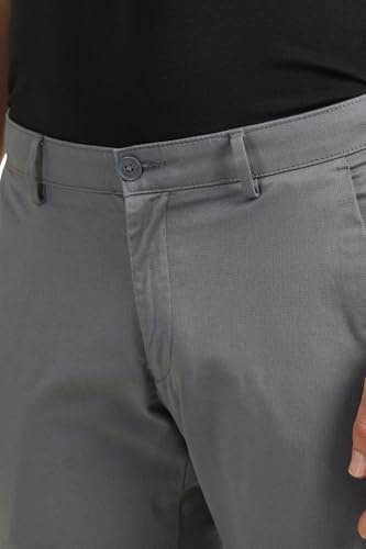 Men Grey Slim Fit Textured Casual Trousers