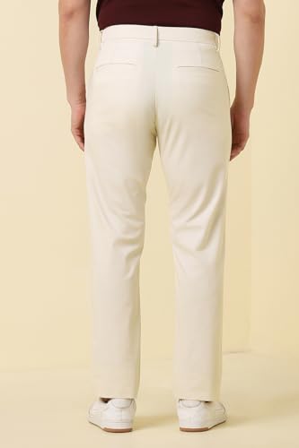 Men Beige Solid Casual Trousers