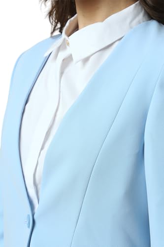 Women Light Blue Regular Fit Blazer