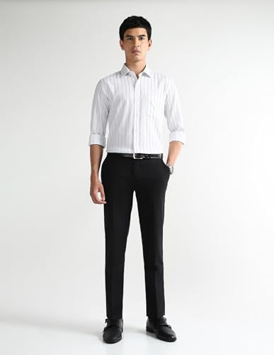 Arrow Men's Textured Dobby Trousers (ARAKTR2019_Black_32)