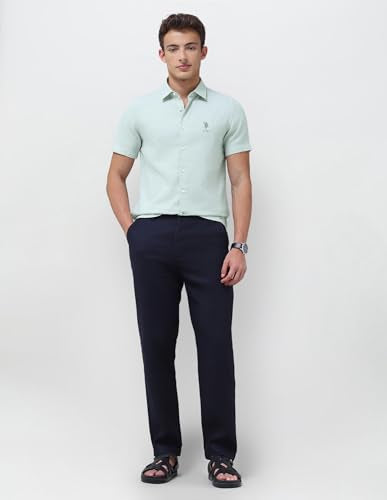 U.S. Polo Assn. Denim Co. Men's Solid Regular Fit Shirt (UDSHT2135H_Green_42)