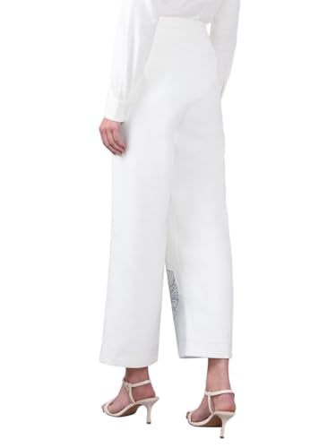 VERO MODA Women's Straight Fit High Rise White Pants