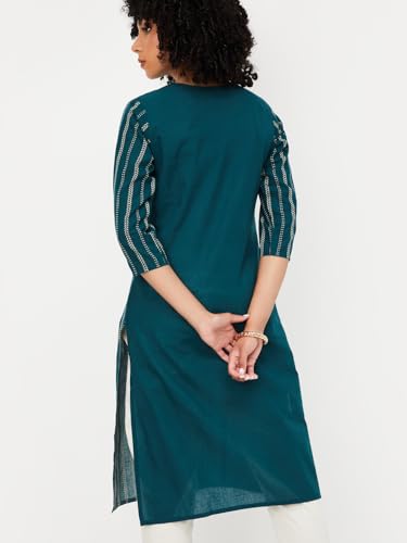 Max Women's Cotton Regular Kurta (PAWWPA25LO_Green