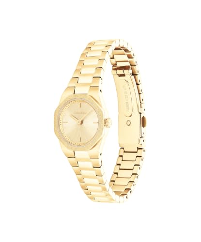 Calvin Klein Geometric Elegance Qtz Basic Slim Gold Round Dial Women's Watch- 25100142