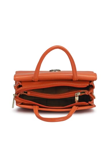 Da Milano Genuine Leather Orange Satchel (Small) (01685OL)