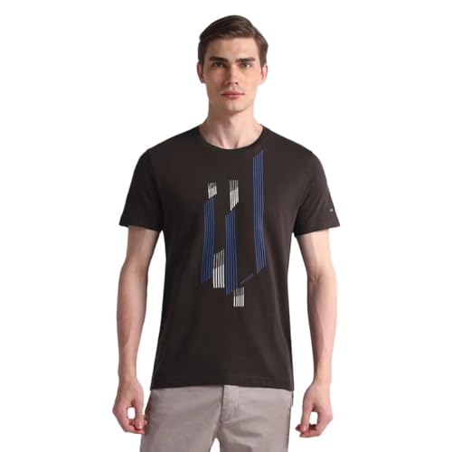 Arrow Sport Mens Brown Graphic Crew Neck Short Sleeve Men's T-Shirts & Polos (ASAEOTS5119_Brown_XL)