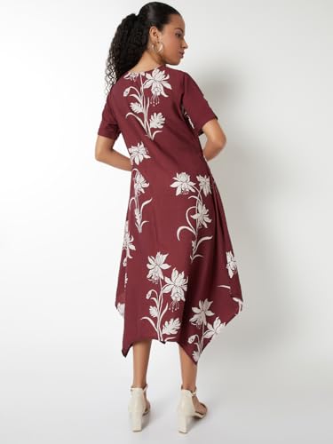 Max Women's Polyester A-Line Below The Knee Dress (NC510003_Maroon