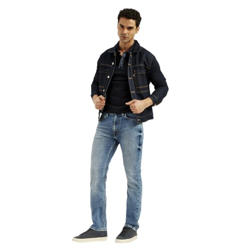 Levi's Men's 513 Blue Slim Straight Fit Mid Rise Jeans