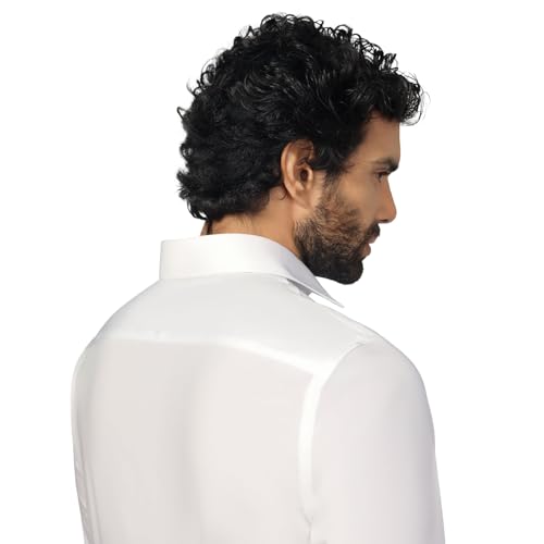 blackberrys Men Must Haves Super White India Slim Fit Shirt | Solid Super White Shirt with Full Sleeves, Structured Fit and Everyday Office Wear Styling | Size 44