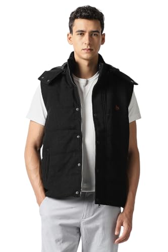 Men Black Solid Casual Jacket