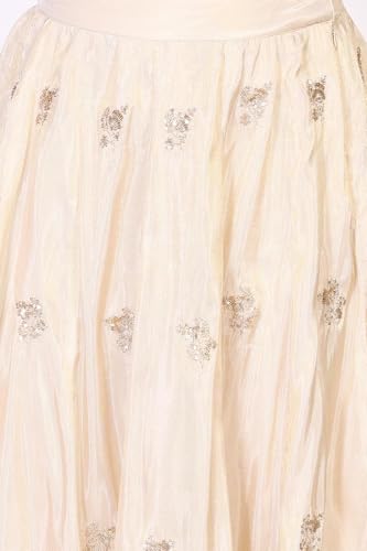 W for Woman Off-White Floral Sequin Work Flared Tissue Skirt (W50512-224656-M)