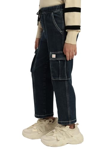 VERO MODA Girl Mid Rise Mom Fit Dark Blue Jeans