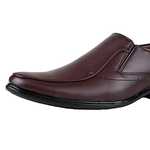 HIKBI Shearling Goat Leather Formal Shoes Office Shoes Mocassion for Men's Brown