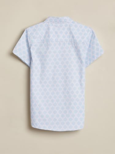 Boys White Print Casual Shirt