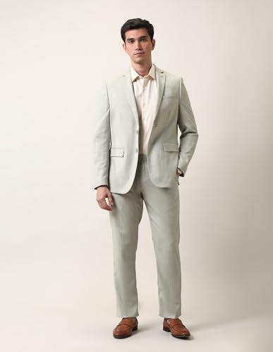 Arrow Men's Self Design Two Piece Ceremonial Suit Light Green