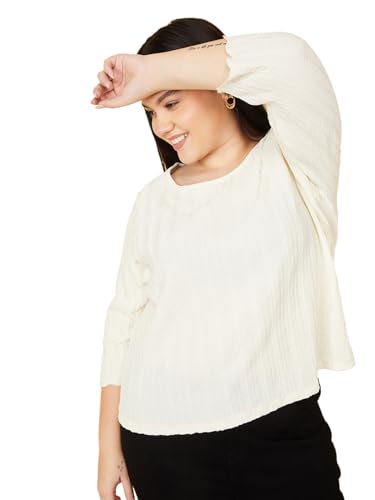 Max Women Textured Top (Off White_5XL)