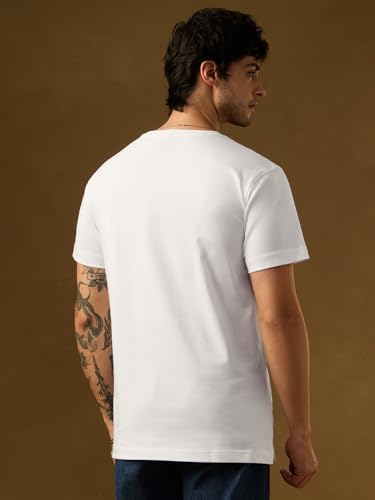 The Souled Store Casual Classics: Blah Men and Boys Short Sleeve Round Neck White Embroidered Duck Graphic Lightweight Streetwear Trendy Relaxed Fit Casual T-Shirts