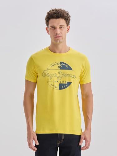 Men's Yellow Graphic Print T-Shirt