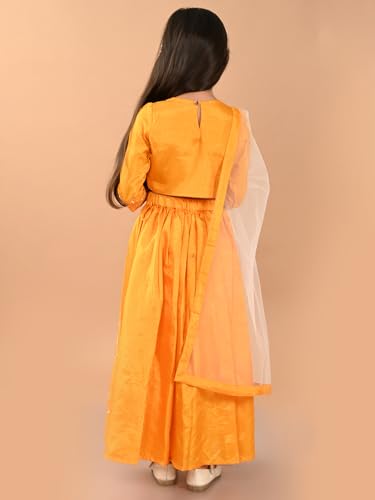 LILPICKS Embroidered Flared Lehenga Choli Set with Dupatta for Girls (Yellow) (4-5Y)
