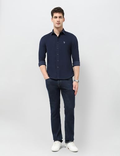 U.S. Polo Assn. Denim Co. Men's Corduroy Regular Fit Shirt (UDSHT1890_Navy_46)