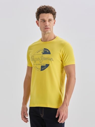 Men's Yellow Graphic Print T-Shirt