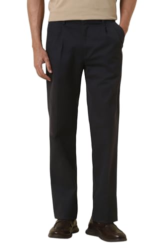 Men Navy Solid Casual Trousers