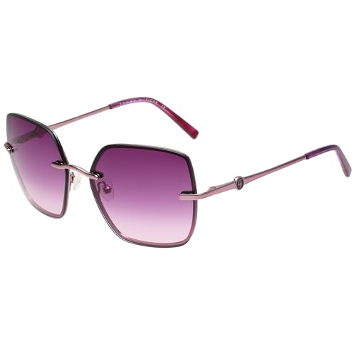 Tommy Hilfiger|Gold Full-rim Frame Square Sunglasses|100% UV Protected (Uv 400) Purple Gradient Faded Lens|Women's | Large | TH 2622 C2 VILPURPU 56 S