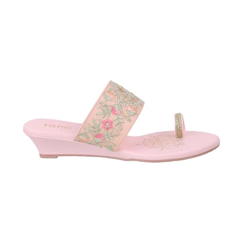 Metro Women Pink Ethnic Wedge Heel Sandal UK/3 EU/36 (32-581)