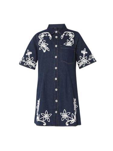 ONLY Women's Embroidered Shirt Blue Dress