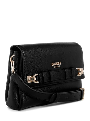 GUESS Black Textured Gregoria Flap Crossbody Bag