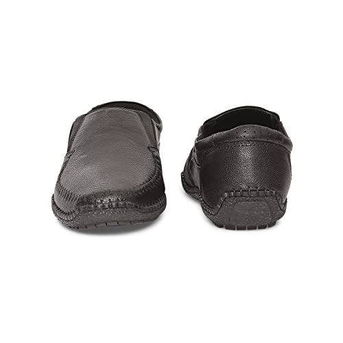 LANARK Full Grain Natural Leather Black Casual Loafer for Mens: Size UK 10