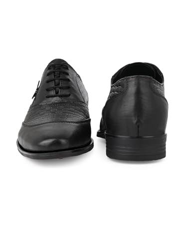 ALBERTO TORRESI Men's Formal Leather Shoes: Lace-up Closure for Comfortable and Stylish Office Wear - Black - 8 UK/India