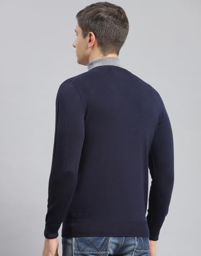 Monte Carlo Navy Solid V Neck Pullover(3XL)