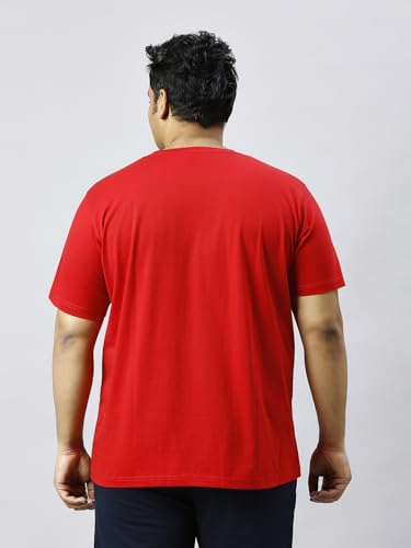XMEX Mens Round Neck Half Sleeve Cotton Blend Plain T Shirt Soft Breathable Fabric Everyday Comfort Casual Elegant wear Stylish Regular Fit Tee for Summer All Seasons (RED,7XL)