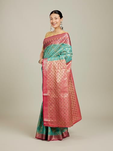 MOHEY Women's Art Silk Weave Saree(Light Blue)