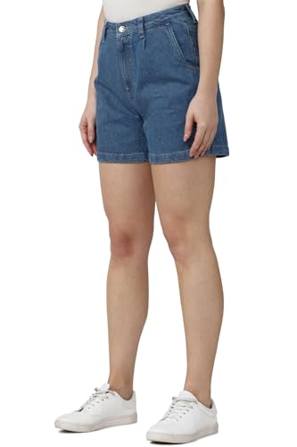 Van Heusen Women Blue Solid Shorts
