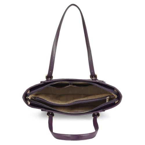 Da Milano Leather Tote Bag for Women - Grapevine Purple (LB-02629)