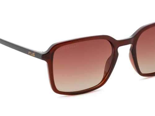 IRUS Men Square sunglasses | 100% UV protection and polarized | Small Size | Brown Polarized Tri Acetate Cellulose lens