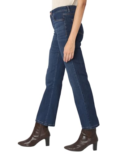 VERO MODA Womens Wide Leg Jeans Dark Blue Denim