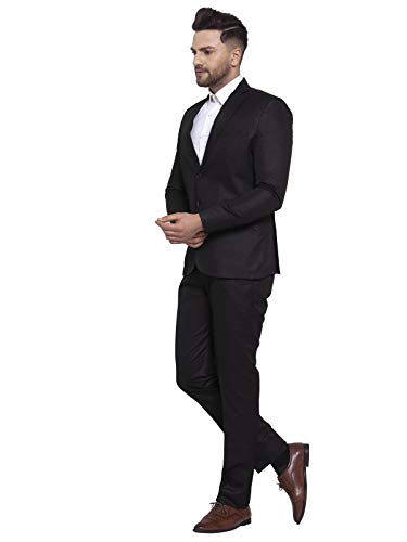 WINTAGE Men's Poly Blend Wedding and Evening 2 Pc Suit : Black,XX-Large
