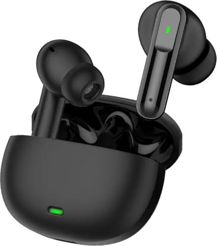 VEHOP Atom 151 Truly Wireless in Ear Earbuds with 42 HRS Battery, Fast Charge, BT v5.3 Bluetooth Earbud, Dual Mics ENC, Low Latency Gaming, IPX4, TWS Ear Buds Wireless Earphones with mic.(Black)
