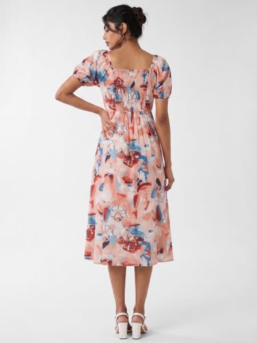 Max Women Floral Print Midi Dress(Multicolour_L)