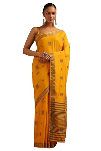Soch Womens Yellow Art Silk Woven Design Saree