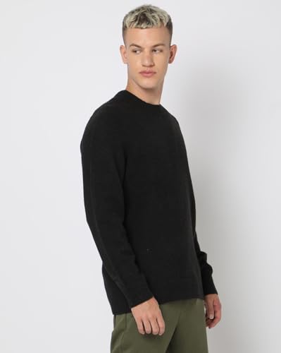 GAP Men Recycled Crew-Neck Sweater, Black, S