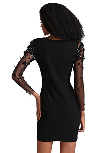 Kazo Women's Polyester Bodycon Mini Casual Dress (124755BLACKS_Black