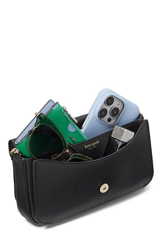 kate spade new york Ava Pebbled Leather Flap Chain Wallet, Black