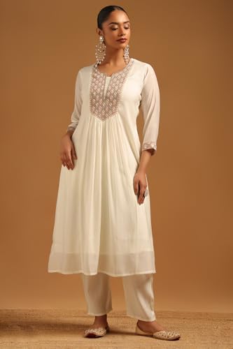 Soch Womens Cream Mul Chanderi Geometric Salwar Suit With Machine Embroidery and BeadsDetails