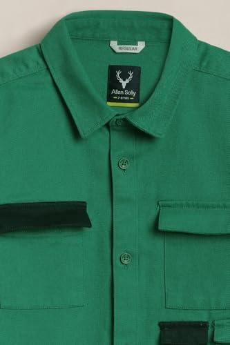 Boys Green Textured Casual Shirt